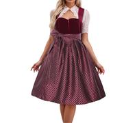 Robe dirndl pour femme - 2 pièces bavaroise - Robe bavaroise - Avec bordure décorative et ruban - Pour fête de la bière, carnaval, cosplay et festival, 4 vins, M