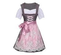 Robe Dirndl pour femme avec tablier rose - Robe bavaroise authentique à col en U - Tenue bavaroise pour fête de la bière, carnaval, s, Refer to description
