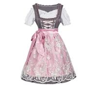 Robe Dirndlbluse allemande à manches courtes pour femme, gris, M