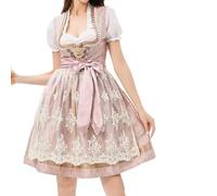 Robe Dirndlbluse allemande à manches courtes pour femme, robe de bière, robe de spectacle, histoire de la civilisation du monde médiéval, rose clair, L
