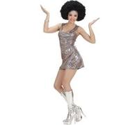 Widmann Costume Disco Diva des années 70 – Robe holographique argent – Déguisement de carnaval