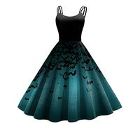 Robe Dos Nu Femme d'halloween Deguisement Dress Robe Décontractées Imprimé Chauve-Souris Costume Couleur Unie Grande Jupe Swing Chic Vêtements Robe Elegant De Mascarade De Cosplay De Fete