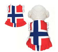 Robe Douce pour Petits Chiens, Chemise imprimée Drapeau norvégien Mignon, Jupe d'été pour Chiot, vêtements d'été pour Chiot, Robe légère à Volants, débardeur Grande Taille