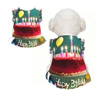 Robe Douce pour Petits Chiens, imprimé Mignon « Joyeux Anniversaire », Jupe pour Chiot, vêtements d'été pour Chiot, Robe légère à Volants, débardeur, Taille XS