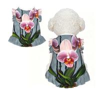 Robe Douce pour Petits Chiens, imprimé orchidées, Jupe d'été pour Chiot, débardeur léger à Volants, Taille XS.