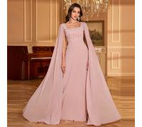 Robe du soir en chiffon de couleur unie avec manches à paillettes et strass pour femme, robe de demoiselle d'honneur, robe d'invité de mariage, robe de soirée, tenue pour l'anniversaire des femmes, ro