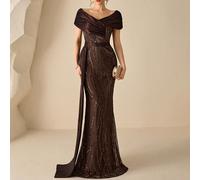Robe élégante à épaules dénudées, avec une seule épaule, ornée de sequins et une coupe sirène, parfaite pour les événements du soir au printemps/été. Convient pour les invités de mariage, les cérémoni