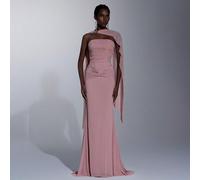 Robe élégante à mailles tricotées extensibles, rose lotus, sans bretelles, avec armature de maintien, taille basse affinante, côtés transparents, queue de poisson (amovible, multi-port), décoration mé