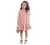 Robe élégante à Manches Ballon - Silhouette A-Line Moderne, Transformation Facile de cérémonie à Tenue Quotidienne.(2-Rose,4-5 Ans)