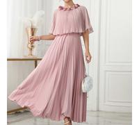 Robe élégante à volants de couleur unie avec décor floral 3D, pour l'été L,M,S,XL,XS,XXL,XXS,XXXL,XXXXLUnicoloreTissu tissé