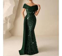 Robe élégante avec épaules dénudées et dos nu, avec un panneau en satin et une jupe style sirène, parfaite pour les événements de soirée formels, notamment les tenues d'invités de mariage, les cérémon