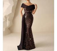 Robe élégante avec épaules dénudées et dos nu, avec un panneau en satin et une jupe style sirène, parfaite pour les événements formels du soir, notamment les tenues d'invités de mariage, les cérémonie