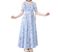 Robe Elegante Enfant Fille - Robe d'été élégante en Mousseline de Soie à Motifs Floraux pour Fille - Robe Longue légère et adaptée de 3 à 13 Ans