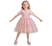 Robe Elegante Enfant Fille - Robes pour Filles élégantes en Dentelle brodée de Fleurs Tenue de soirée décontractée pour Tout-Petits Printemps-été adaptée à Occasions et activités