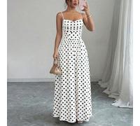 Robe élégante et romantique en mousseline de soie pour femmes, avec bretelles spaghetti et taille cintrée. Convient pour les invités de mariage et les rassemblements entre sœurs. L,M,S,XLPoisTissu tis