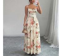 Robe élégante et romantique en mousseline de soie pour femmes, avec bretelles spaghetti et taille cintrée. Convient pour les invités de mariage et les rassemblements entre sœurs. L,M,S,XL,XS,XXL,XXSPl