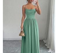 Robe élégante et romantique en mousseline de soie pour femmes, avec bretelles spaghetti et taille cintrée. Convient pour les invités de mariage et les rassemblements entre sœurs. L,M,S,XLUnicoloreTiss