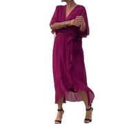 Robe Élégante et Stylisée Col en V Maxi, Robe Fluide en Mousseline, Robe de Soirée Maxi pour l'Été, Robe de Mariée pour Invitée, rose, 5XL