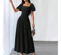 Robe élégante, gracieuse, douce et vertueuse à col carré et manches courtes près du corps pour femmes L,M,S,XL,XS,XXL,XXS,XXXL,XXXXLTissu tissé