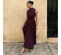 Robe élégante pour femmes avec volants, sans manches, col évasé, coupe trapèze/jupe parapluie/retour à l'école/vêtements scolaires/fête/style old money pour femmes/sortie d'été, invitée de mariage L,M