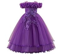 Robe élégante pour Fille 7-12 Ans, épaules dénudées, Jupe Tutu, Parfaite pour Un Mariage décontracté ou Une soirée#M