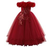 Robe élégante pour Fille 7-12 Ans, épaules dénudées, Jupe Tutu, Parfaite pour Un Mariage décontracté ou Une soirée#M