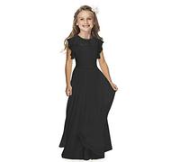 Robe Élégante pour Fille de Fleur pour Communion Solennelle pour Mariage et Cérémonie 2-13 Ans, Noir , 8-9 ans