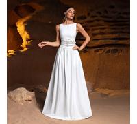 Robe élégante sans manches avec une large ceinture cloutée - Silhouette fluide, multi-rangs de clous, ourlet balayant le sol - Parfaite pour les réceptions de mariage, les tapis rouges et les dîners d