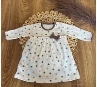 Robe en coton avec nœud, manches longues, à pois, Mamatti, blanc cassé avec imprimé, taille 80 manches, à pois, Mamatti, blanc cassé avec imprimé, taille 80