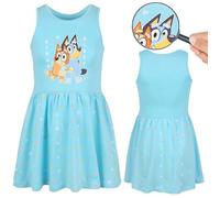 Robe en coton Bluey Bingo pour fille, sans manches, POUR L'ÉTÉ, 100 % COTON 110 cm 110 cm
