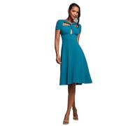 Robe en crÃªpe scuba Ã volants torsadÃ©s et dÃ©coupes femme Goddiva Bleu 44