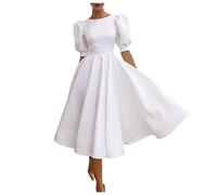 Robe en dentelle à manches longues pour femme - Robe blanche élégante pour femme - Robe longue - Robe femme sexy, Blanc., XL