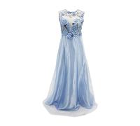 Robe en dentelle et perles pour femme, robe de bal longue sans manches, robe de soirée grande taille pour mère des robes, bleu, XL