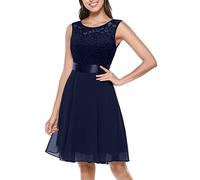 Robe en Dentelle pour Femme Soirée Cocktail Bal High Low Jupe Asymétrique en de sans Manche pour Mariage avec Ceinture obe De Soiree Grande Taille Club Dress Chic Et Glamour Courtes Robes