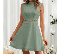 Robe en dentelle pour femmes, sans manches, col montant en dentelle, robe élégante pour l'été, robe de mariée, robes pour femmes, tenue pour thé dansant, robe en crochet, robe mini L,M,S,XL,XS,XXL,XXS