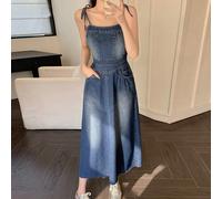 Robe en jean avec encolure baleinée et ligne A, bonne tenue pour un rendez-vous du soir pour les femmes, robe d'été L,M,S,XLJean