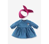 Robe en jean et foulard pour poupon bleu TU