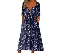 Robe en Lin Femme Été Noire Une épaule Demi Manches Chauve-Souris Solide Robes décontractées en Vrac Sangle en métal Plage Mini Robe de Soleil Robe Coton Grande Taille Robe Cocktail