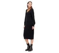 Robe en Maille Noire pour Femme - OBJMALENA L-S - Col en V - Matière côtelée douce - Coupe régulière L