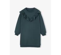 Robe en molleton à volant fille vert émeraude 6A