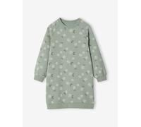 VERTBAUDET Robe en Molleton Fleurs Pop Fille Vert Sauge 4A