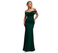Robe en mousseline Ã col bÃ©nitier femme Goddiva Bardot Vert 38