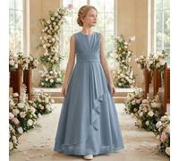 Robe en mousseline de soie élégante sans manches à col en V et dos nu, taille froncée, ajustée. Convient pour les voyages, les vacances, les anniversaires, les mariages, les demoiselles d'honneur, les