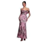 Robe en mousseline jacquard femme Goddiva Maxi Rose 42