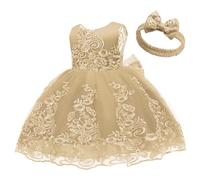 Robe en or pour les tout-petits, robe de princesse en dentelle V-Back avec coiffure à bowknot pour les enfants baptême de baptême communion d'anniversaire mariage, s Costumes princesse pour fil