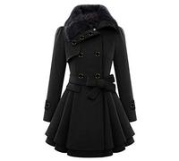 Robe en peluche pour femmes élégante à deux rangées de boutons, tunique doublée, papillon, tenue décontractée, robe d'hiver, manteau pour femmes, veste de transition, manteau long d'hiver avec