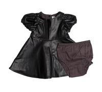 Robe en similicuir avec culotte assortie 783401 pour bébé fille-Le noir 3-6 mois