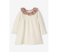 VERTBAUDET Robe en Tricot bébé col en Tissu Fleuri Ivoire 18M(81CM)
