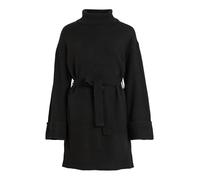 Robe en Tricot Courte à col roulé et Ceinture à Nouer, Coupe Ample, Manches Longues, Automne Hiver, Bord côtelé VIROLFIE, Couleurs:Noir-2, Taille:S