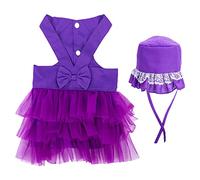 Robe en tulle pour chien avec chapeau - Gilet de princesse pour chiot, jupe avec chapeau de soleil et chapeau de soleil, joli nœud papillon pour animal domestique pour petit chien, anniversaire